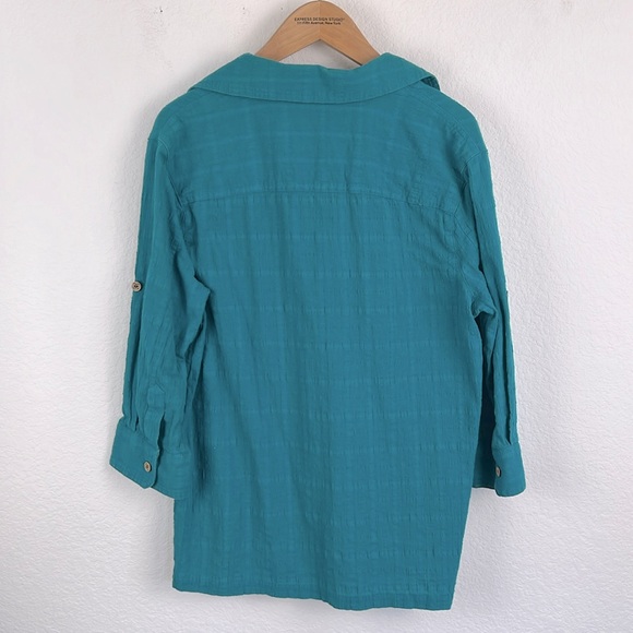 Karen Scott Sport Womens Button Down Shirt Blue Womens Medium - Picture 3 of 3